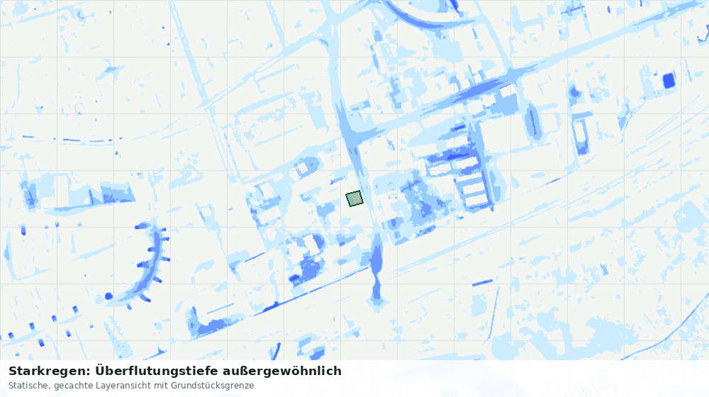 Statische Kartenansicht: Starkregen: Überflutungstiefe außergewöhnlich