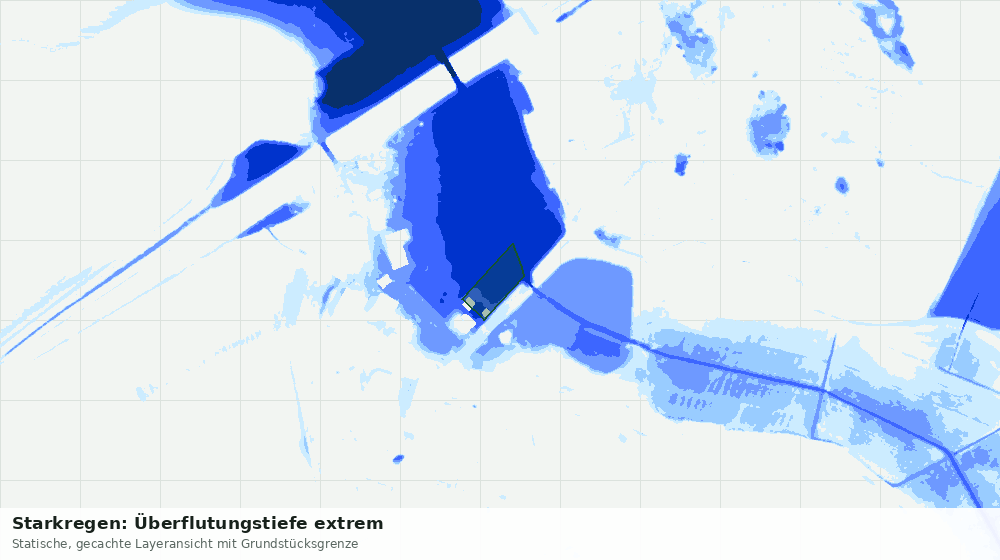 Statische Kartenansicht: Starkregen: Überflutungstiefe extrem