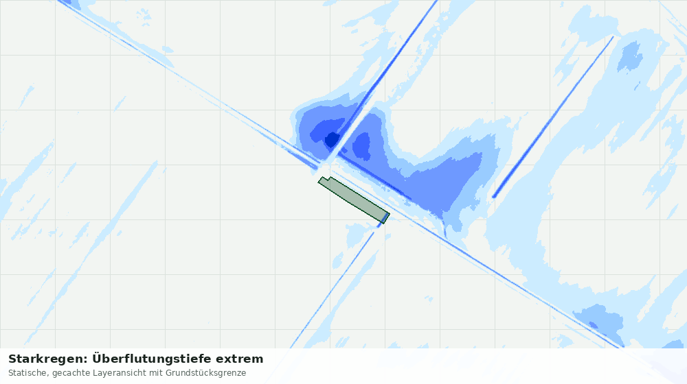 Statische Kartenansicht: Starkregen: Überflutungstiefe extrem