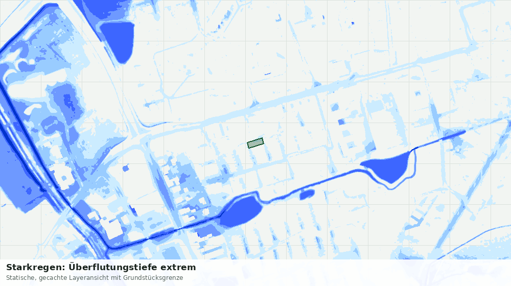 Statische Kartenansicht: Starkregen: Überflutungstiefe extrem