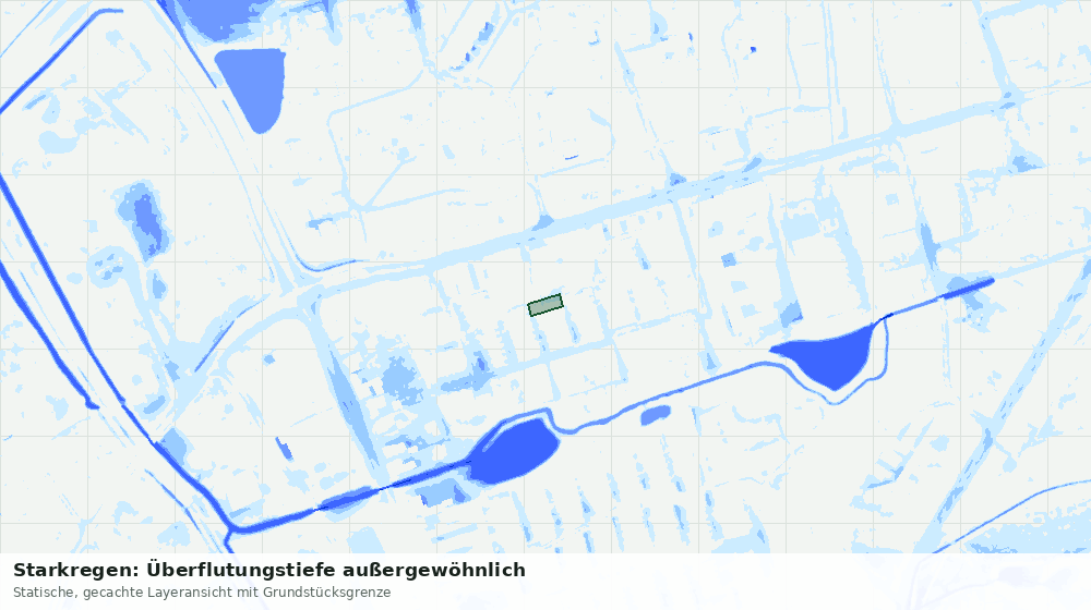 Statische Kartenansicht: Starkregen: Überflutungstiefe außergewöhnlich