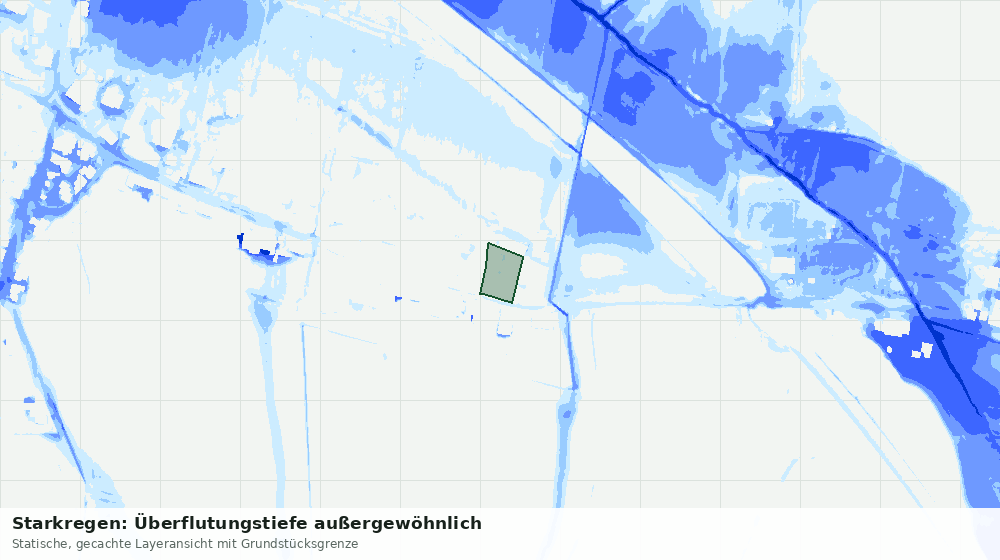 Statische Kartenansicht: Starkregen: Überflutungstiefe außergewöhnlich