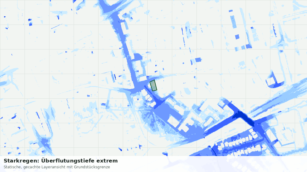 Statische Kartenansicht: Starkregen: Überflutungstiefe extrem
