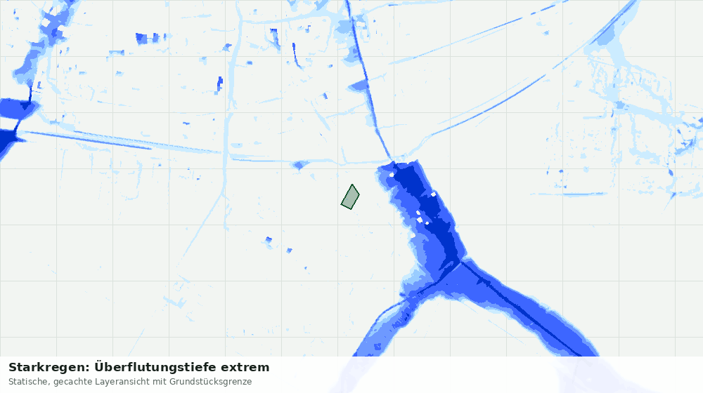 Statische Kartenansicht: Starkregen: Überflutungstiefe extrem