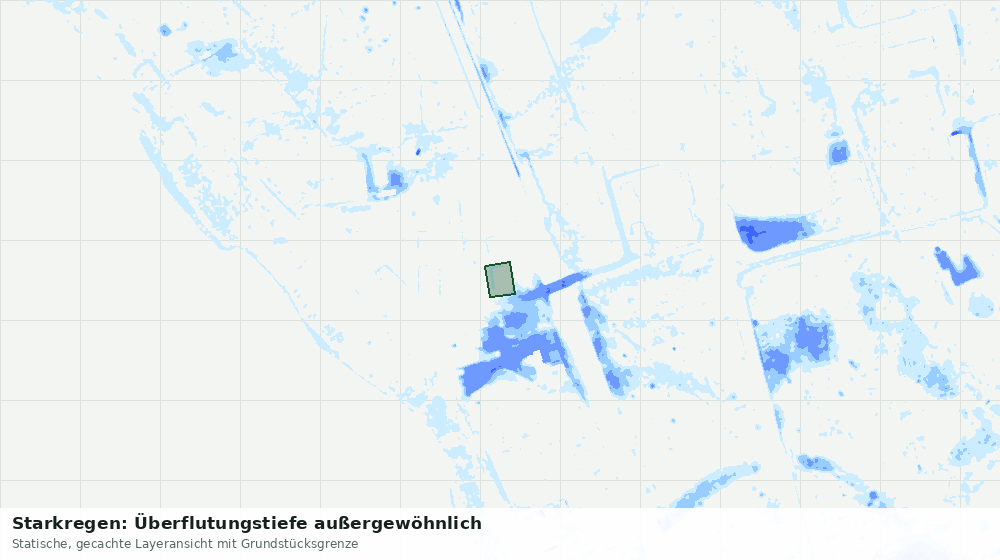 Statische Kartenansicht: Starkregen: Überflutungstiefe außergewöhnlich