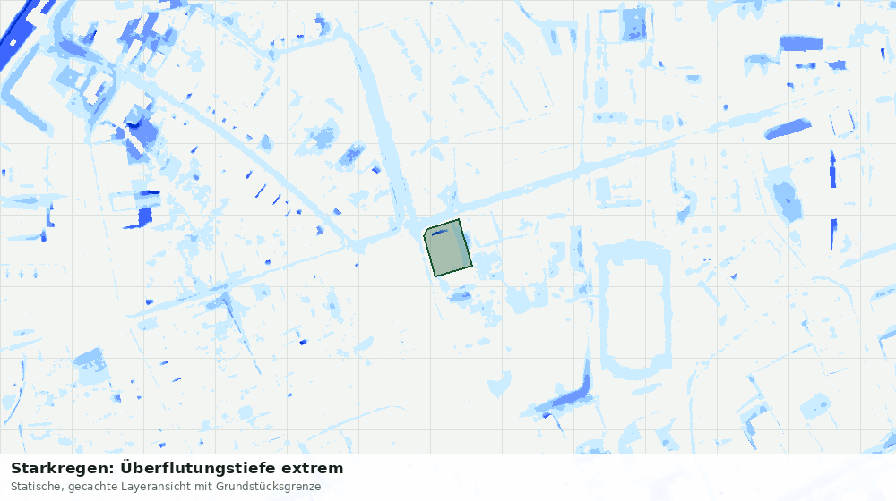 Statische Kartenansicht: Starkregen: Überflutungstiefe extrem