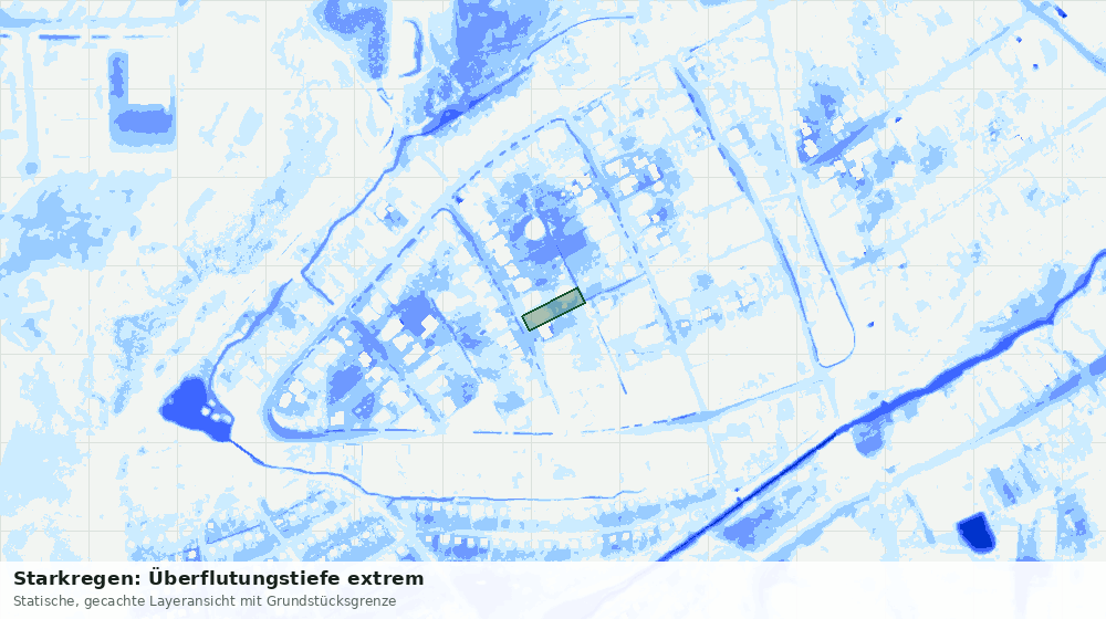 Statische Kartenansicht: Starkregen: Überflutungstiefe extrem