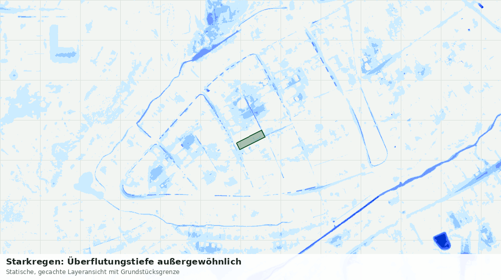 Statische Kartenansicht: Starkregen: Überflutungstiefe außergewöhnlich