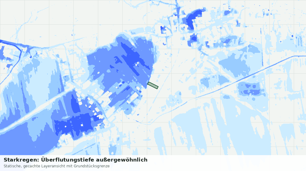 Statische Kartenansicht: Starkregen: Überflutungstiefe außergewöhnlich