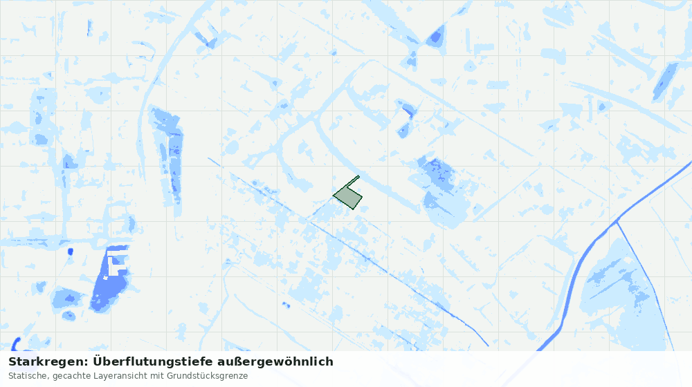 Statische Kartenansicht: Starkregen: Überflutungstiefe außergewöhnlich