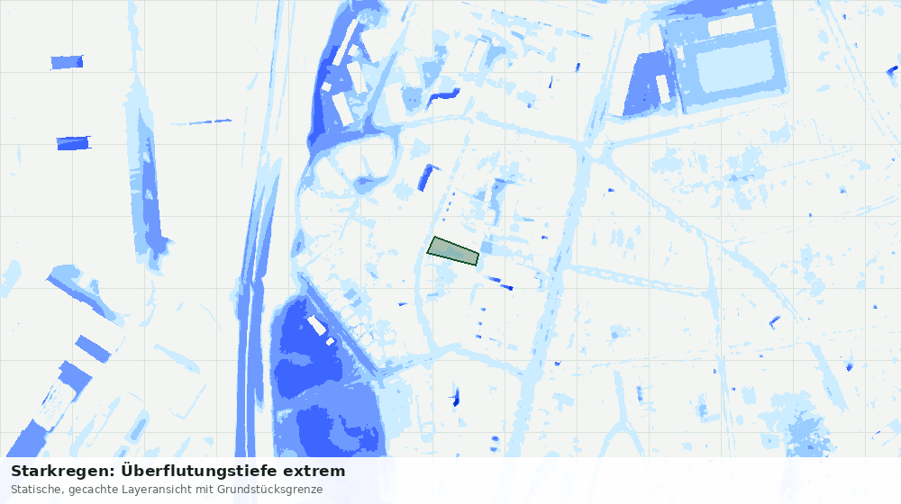 Statische Kartenansicht: Starkregen: Überflutungstiefe extrem