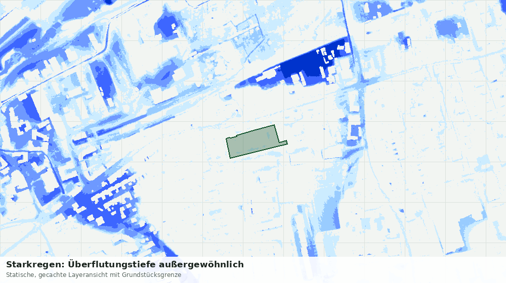 Statische Kartenansicht: Starkregen: Überflutungstiefe außergewöhnlich