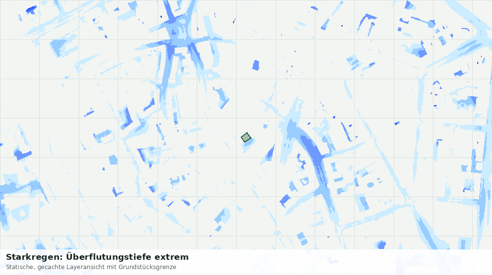 Statische Kartenansicht: Starkregen: Überflutungstiefe extrem