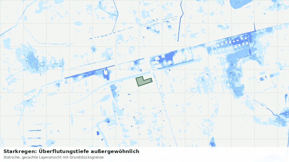 Statische Kartenansicht: Starkregen: Überflutungstiefe außergewöhnlich