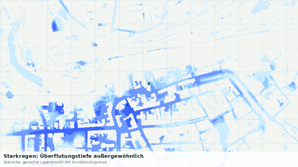Statische Kartenansicht: Starkregen: Überflutungstiefe außergewöhnlich