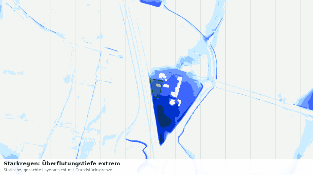 Statische Kartenansicht: Starkregen: Überflutungstiefe extrem