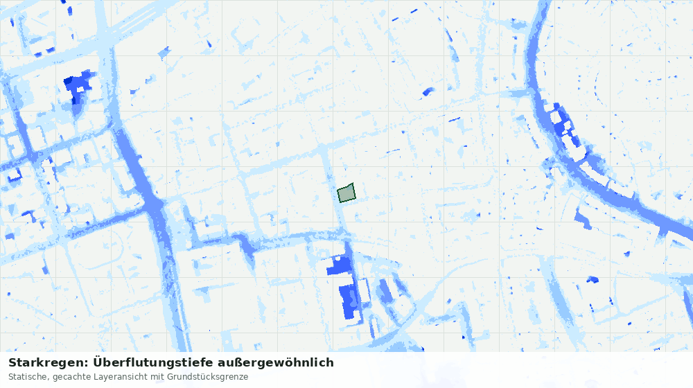 Statische Kartenansicht: Starkregen: Überflutungstiefe außergewöhnlich