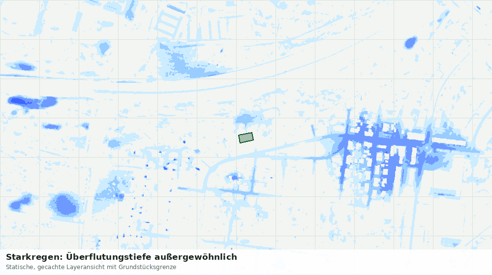 Statische Kartenansicht: Starkregen: Überflutungstiefe außergewöhnlich