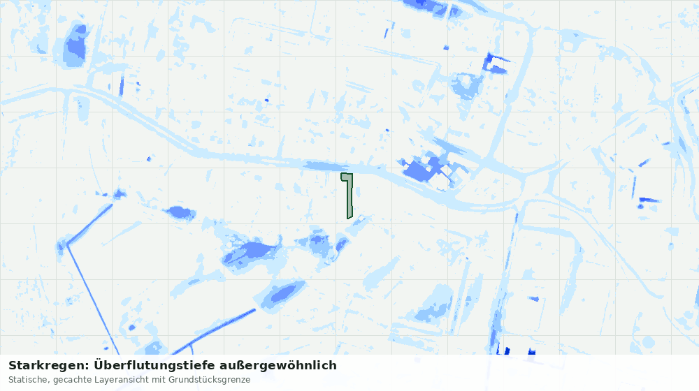Statische Kartenansicht: Starkregen: Überflutungstiefe außergewöhnlich