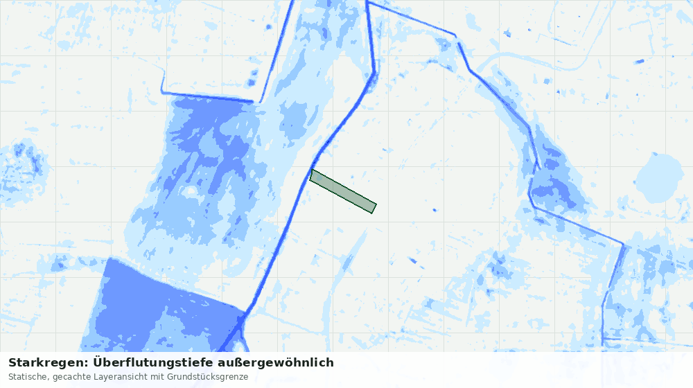 Statische Kartenansicht: Starkregen: Überflutungstiefe außergewöhnlich