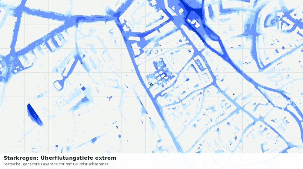 Statische Kartenansicht: Starkregen: Überflutungstiefe extrem