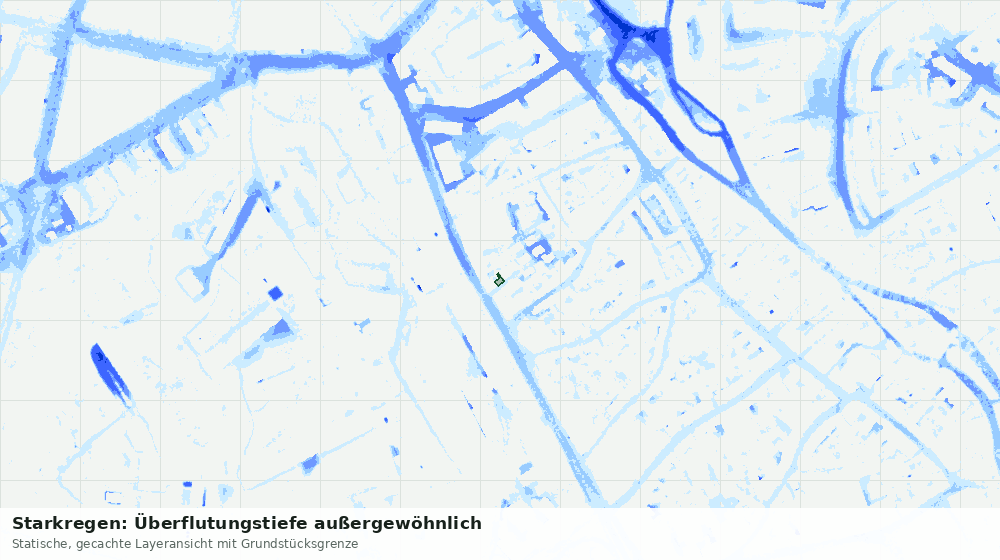 Statische Kartenansicht: Starkregen: Überflutungstiefe außergewöhnlich