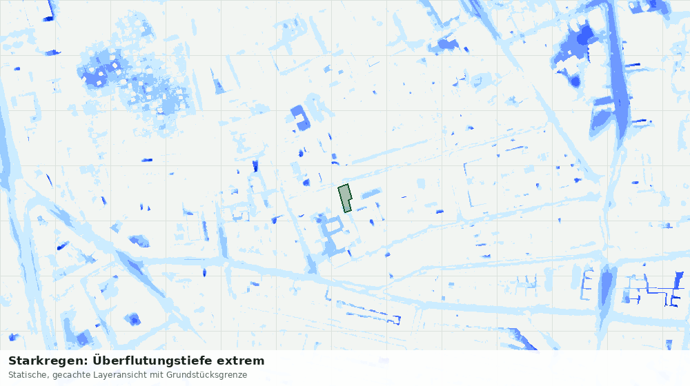 Statische Kartenansicht: Starkregen: Überflutungstiefe extrem
