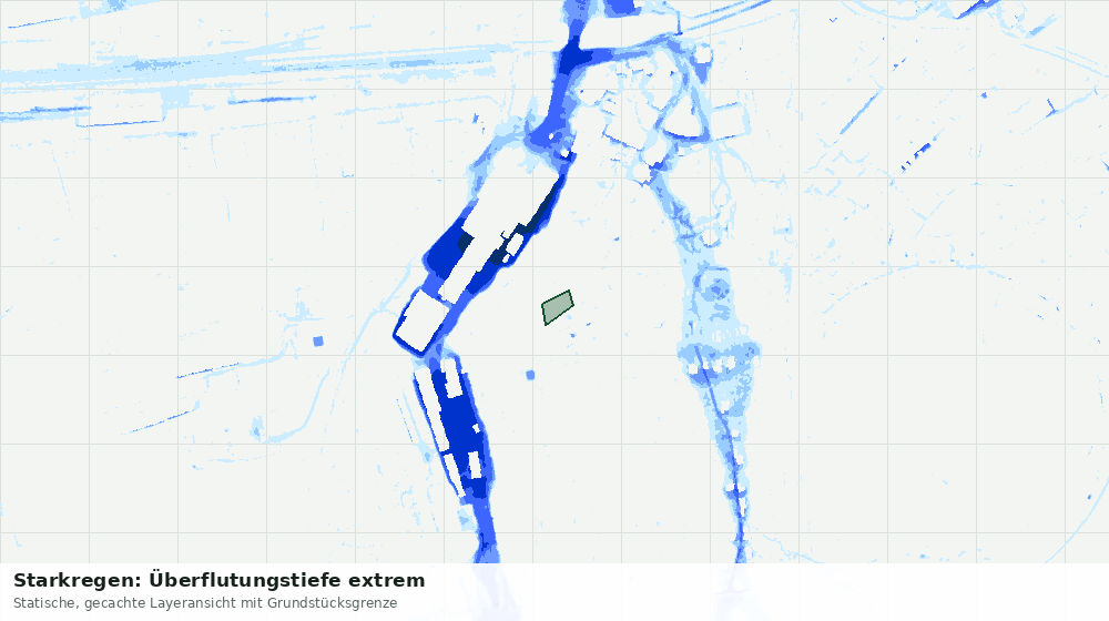 Statische Kartenansicht: Starkregen: Überflutungstiefe extrem