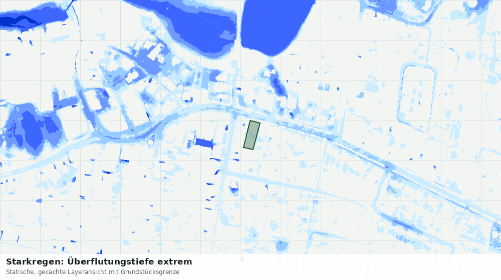 Statische Kartenansicht: Starkregen: Überflutungstiefe extrem