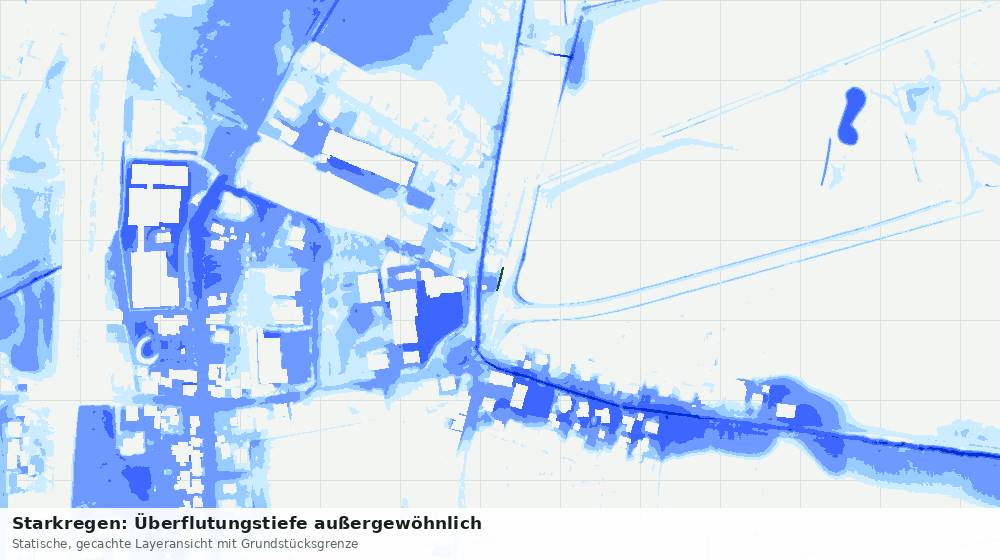 Statische Kartenansicht: Starkregen: Überflutungstiefe außergewöhnlich