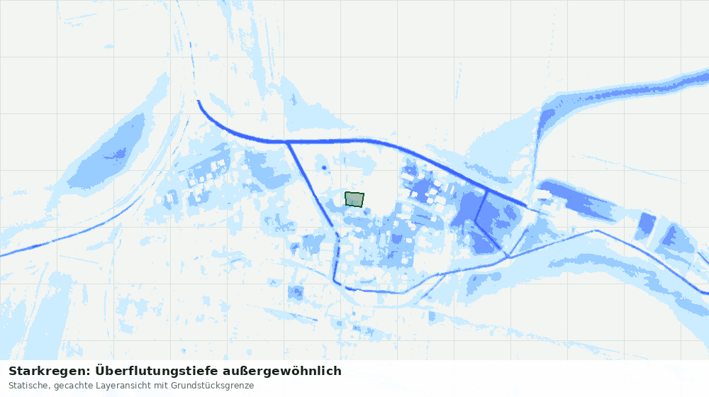 Statische Kartenansicht: Starkregen: Überflutungstiefe außergewöhnlich