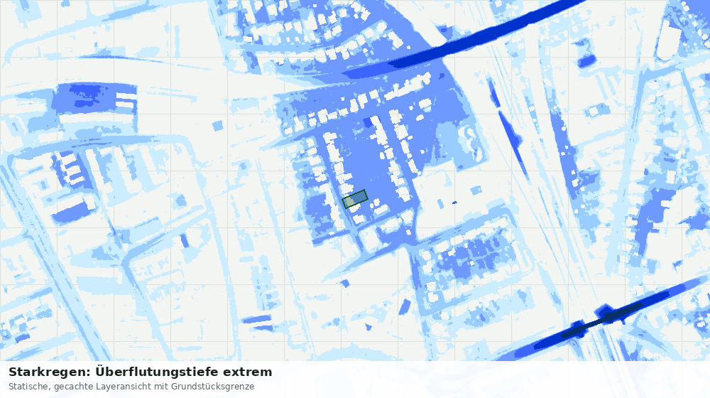 Statische Kartenansicht: Starkregen: Überflutungstiefe extrem