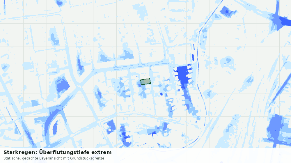 Statische Kartenansicht: Starkregen: Überflutungstiefe extrem
