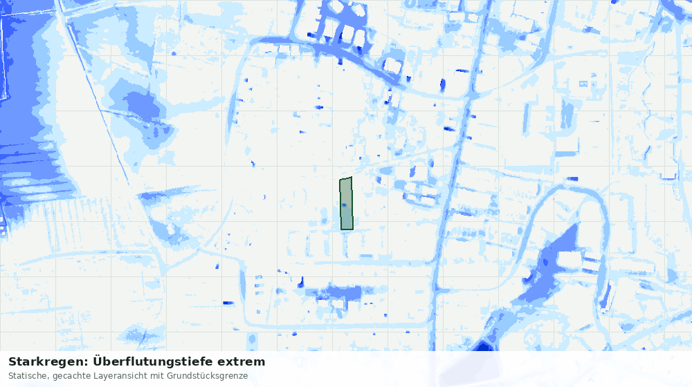 Statische Kartenansicht: Starkregen: Überflutungstiefe extrem