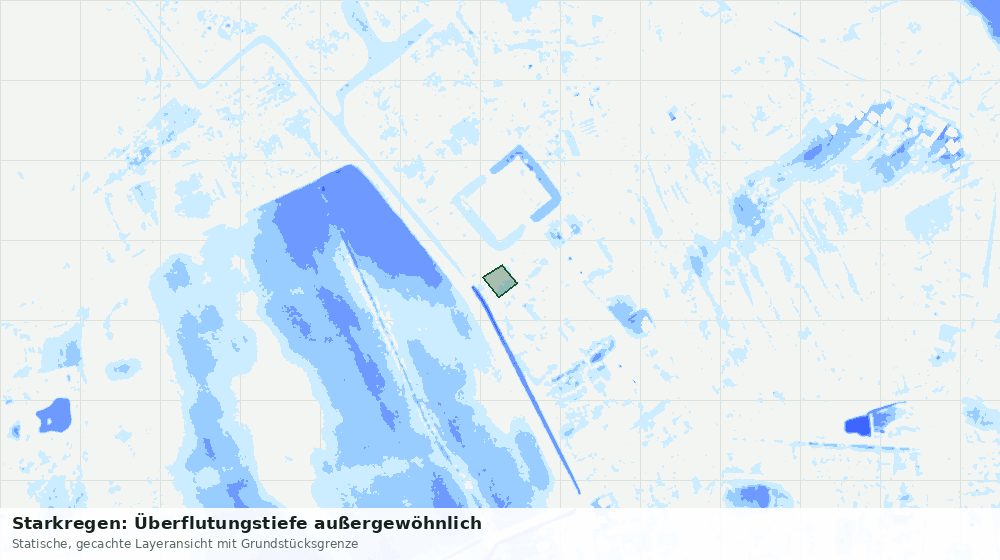 Statische Kartenansicht: Starkregen: Überflutungstiefe außergewöhnlich