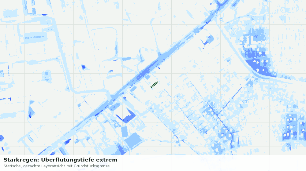 Statische Kartenansicht: Starkregen: Überflutungstiefe extrem