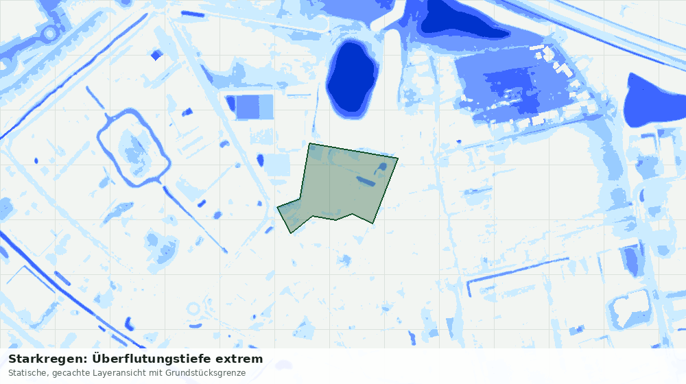 Statische Kartenansicht: Starkregen: Überflutungstiefe extrem