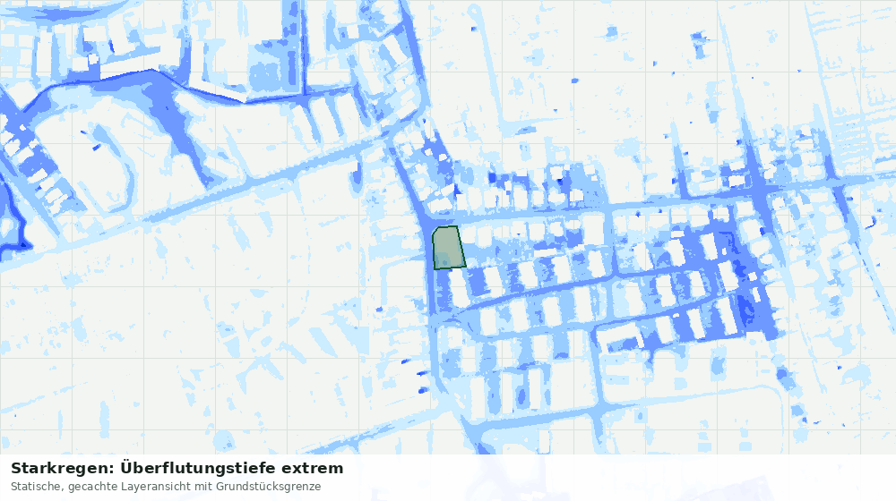 Statische Kartenansicht: Starkregen: Überflutungstiefe extrem
