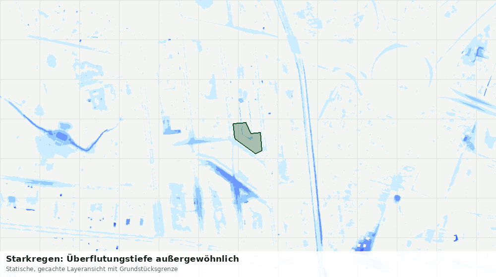 Statische Kartenansicht: Starkregen: Überflutungstiefe außergewöhnlich