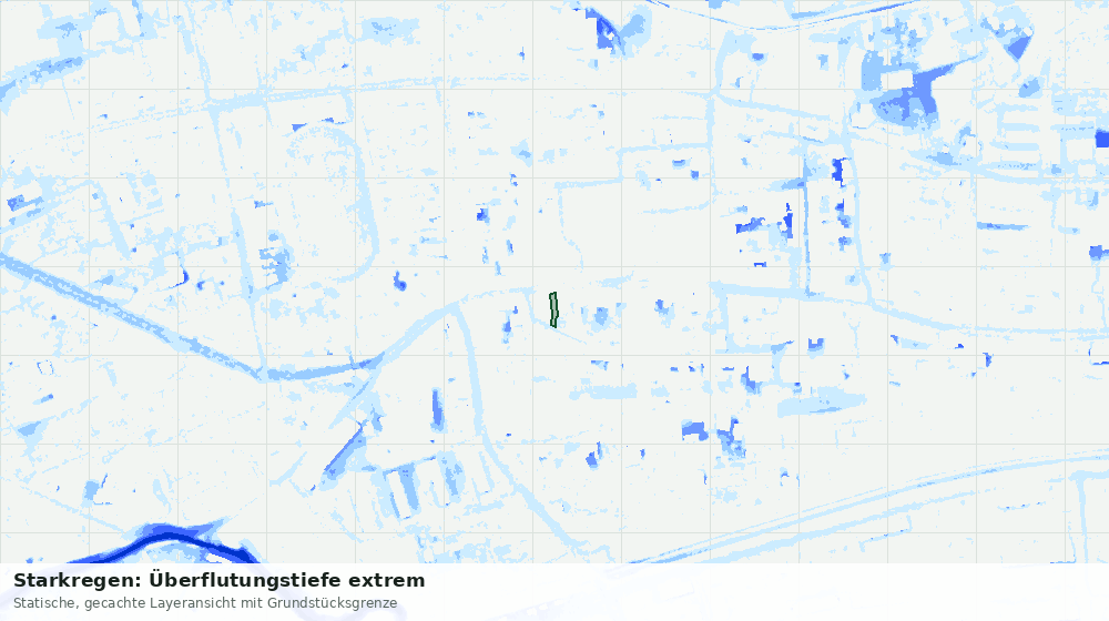 Statische Kartenansicht: Starkregen: Überflutungstiefe extrem