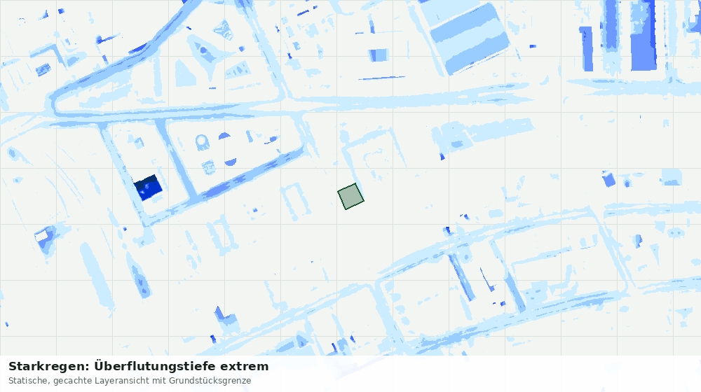 Statische Kartenansicht: Starkregen: Überflutungstiefe extrem