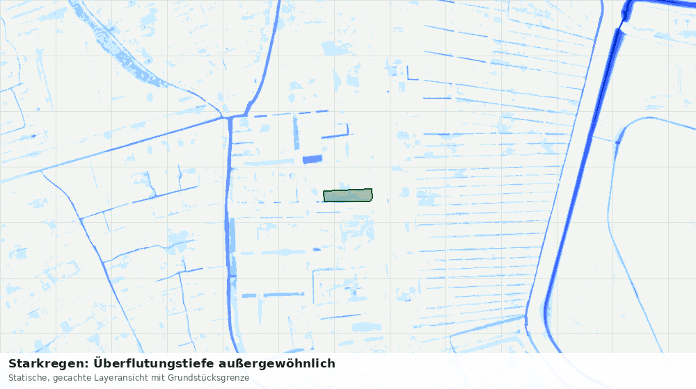 Statische Kartenansicht: Starkregen: Überflutungstiefe außergewöhnlich