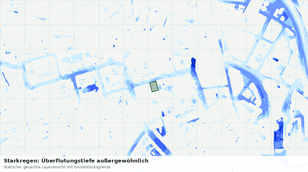 Statische Kartenansicht: Starkregen: Überflutungstiefe außergewöhnlich