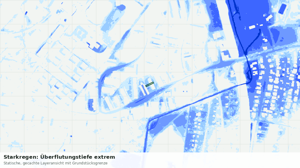 Statische Kartenansicht: Starkregen: Überflutungstiefe extrem