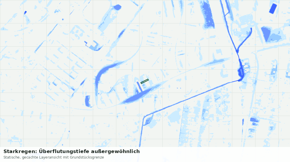Statische Kartenansicht: Starkregen: Überflutungstiefe außergewöhnlich