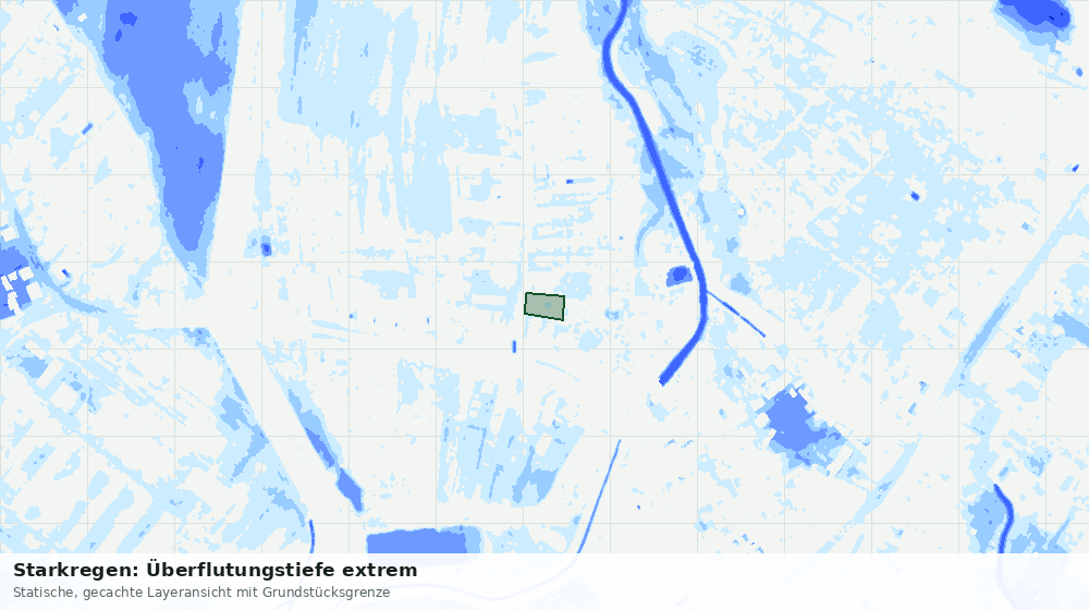 Statische Kartenansicht: Starkregen: Überflutungstiefe extrem
