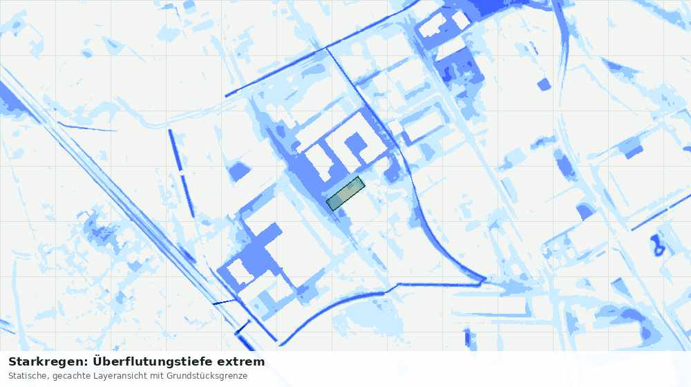 Statische Kartenansicht: Starkregen: Überflutungstiefe extrem