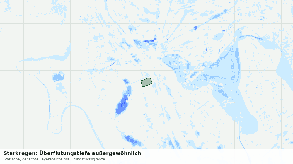 Statische Kartenansicht: Starkregen: Überflutungstiefe außergewöhnlich