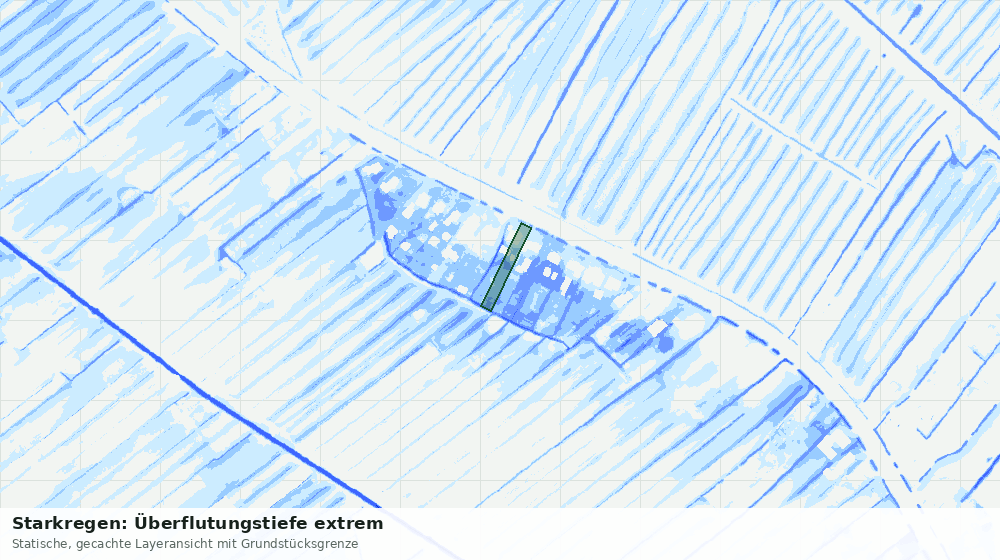 Statische Kartenansicht: Starkregen: Überflutungstiefe extrem