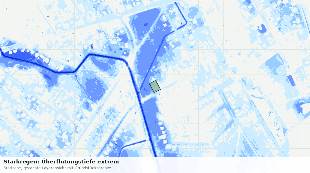 Statische Kartenansicht: Starkregen: Überflutungstiefe extrem